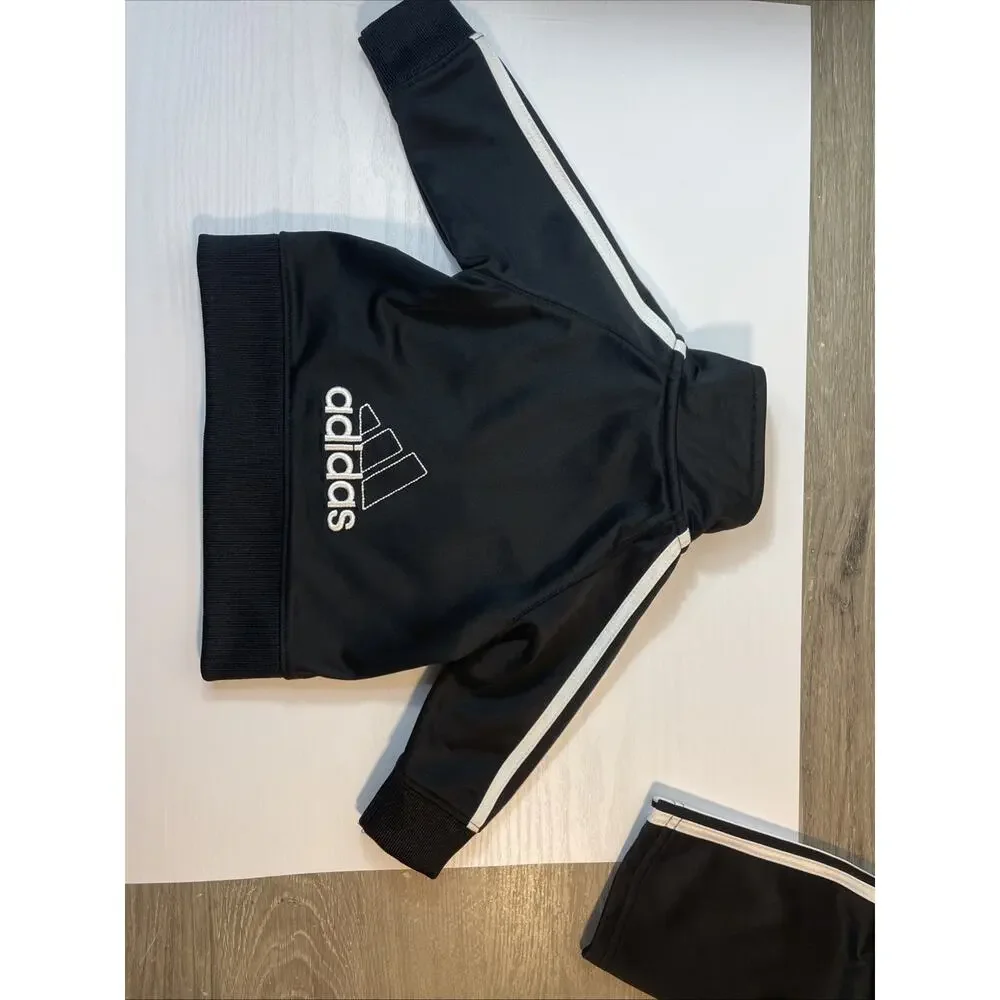 Adidas Infant 2-Piece Tracksuit Set Black White 3M Baby Boys Girls Full Zip